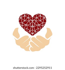 Professional logo of a hand and love icon, perfect for your business. Eye-catching and memorable design for branding