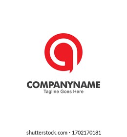 Professionelles Logo / Symbolvorlage. Die Buchstaben a oder g und die Symbole des Chats, des Sprechens oder der Kommunikation. Rot-Kreis-Formlogo für Logos für Smartphone-Anwendungen, Geschäfts- oder Bildungsberatungen,