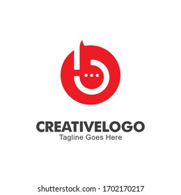 Professional logo / icon template. typography Letter b, symbol of chat, talk or communication. red circle shape logo, for smart phone application logos, Business or educational consultations, etc. vec