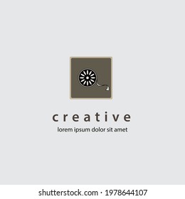 Professional logo roll film. roll of film. Black theme