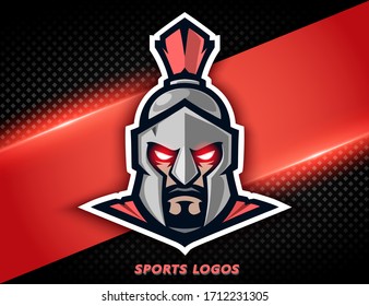 Professional logo spartan warrior. Sport mascot, e-sports label. Vector illustration.
