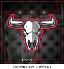 Professional Logo For Sport Team,the Skull Of A Bull And Stars. Mascot Sporty. Vector Illustration.