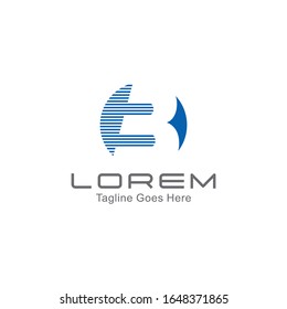 A professional logo template, a circle logo, with a hidden symbol of number 3. With lines meaning speed. Suitable for logistics or transportation companies. vector eps 10.