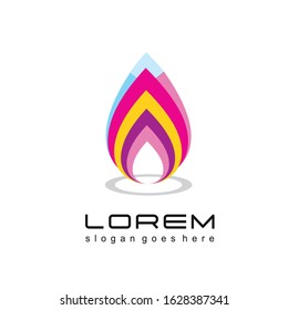 professional logo template. the concept of leaf shapes, water icons fall in full color. for health, nature, yoga, spa, salon or product name