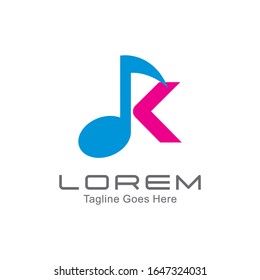 professional logo template. the concept of the letter k logo and music note icon. logos for musicals, product brands, shop names, etc. simple and elegant. eps vector 10.