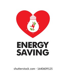 Professional logo template, energy saving logo, environment friendly. Love, leaf and electricity logo icons. eps vector logo 10.