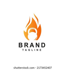 professionelle Logo-Vorlage. Feuer mit einem Gewicht. Kann für Logos, Firmennamen, Warenzeichen, Logistik, Sportzentren verwendet werden. Vektorgrafik