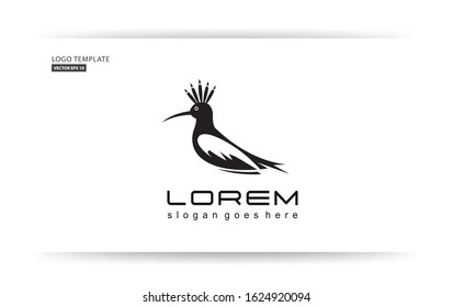 Professional logo template, Hoopoe bird concept logo. bird silhouette. vector eps 10.