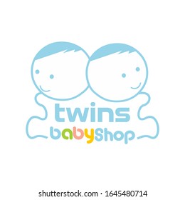 professional logo template. illustration of the twins. logos for baby supplies stores, toy, etc. eps vector 10.