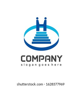 professional logo template. the letter H logo, with the shape of a person. philosophy on the logo means cooperation, best results, and trust.