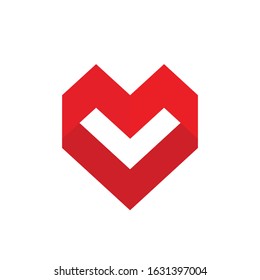 professional logo template. logo letter L, be a heart / love shape, 3D style.