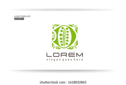 professional logo template. natural logo with the concept of the letter D. typography of letters with shades of green leaves. vector eps 10.
