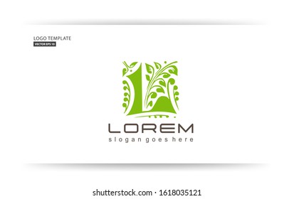 professional logo template. natural logo with the concept of the letter L. typography of letters with shades of green leaves. vector eps 10.