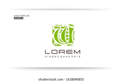 professional logo template. natural logo with the concept of the letter W. typography of letters with shades of green leaves. vector eps 10.