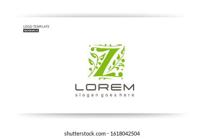 professional logo template. natural logo with the concept of the letter Z. typography of letters with shades of green leaves. vector eps 10.