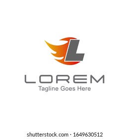 plantilla de logotipo profesional. Simple logo del símbolo de fuego y la letra L. vectoriales 10.