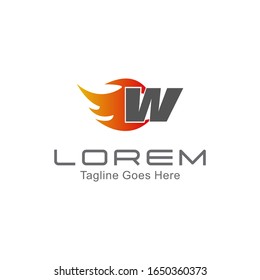 plantilla de logotipo profesional. Logo simple del símbolo de fuego y las letras W. vectorial eps 10.