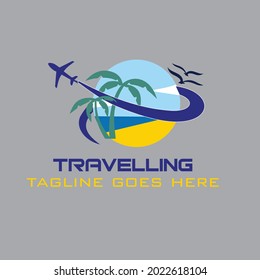 professional logo template. logo for travel, sea shape, sun, bird and beach mood. eps vector 10

