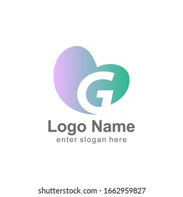 professional logo template. Typography letter g in the form of heart or love. Can be used for trademark logos, skin care, spas, health, etc. eps vector 10.
