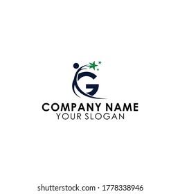 professional logo templates, logos of several shapes into the letter G and the icon of person. logo silhouette of people, logo letter G. eps vector 10.