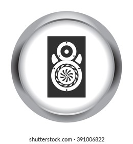 Professional loud speaker dj monitor simple icon  on round background