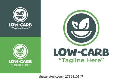 Un logotipo profesional bajo en carbohidratos diseñado para la Asistencia de menús saludables y plataformas orientadas a la dieta.