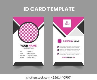 Professional Magenta and Black ID Card Template for Employees
Modern Magenta and Black Office ID Badge Design
Sleek Corporate ID Card Template in Magenta and Black Colors