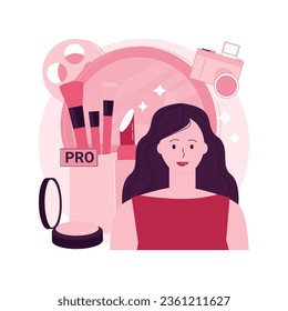 Professional makeup abstract concept vector illustration. Professional cosmetics, beauty salon, movie makeup artist, filmmaking crew, bridal make-up service, skin treatment abstract metaphor.