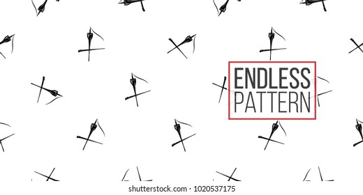 Professional makeup artist background. Vector seamless pattern with eyeliner stroke and brow brush. Black fashion illustration on white backdrop. Hand drawn art in watercolor style.