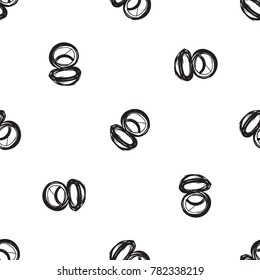 Professional makeup artist background. Vector seamless pattern with mirror and powder. Hand drawn fashion art illustration in fashion style