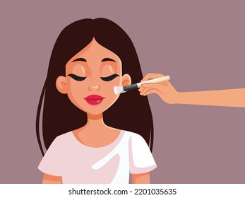 
Professional Makeup Artist at Work Vector Cartoon Illustration. Model wearing glamorous make-up done in a beauty salon
