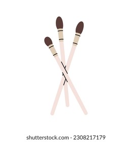 Professional makeup brushes, eyeshadow brush icon. Makeup and beauty tools silhouette. Vector illustration.