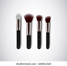 Professional Makeup Brushes kit. For concealer Powder Blush, Eye Shadow or Brow isolated. Brand templates.