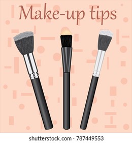 Professional Makeup Brushes kit. For concealer and Make-up tips text 