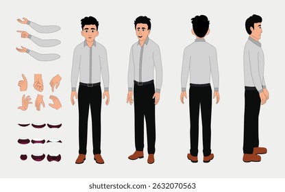 Professional Male Cartoon Character in Shirt  Sheet for 2D Vector Animation, 