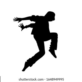 Professional male dancer silhouette. Vector illustration isolated on white background.