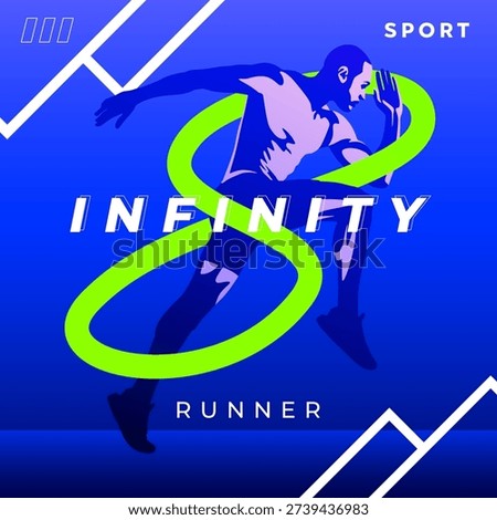 Professional male runner in a dynamic infinity loop motion for a high-performance sports event. Perfect for marathon endurance posters, athletic training banners, and modern fitness club. Event Sports