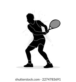 Professional male tennis player silhouette. Vector illustration