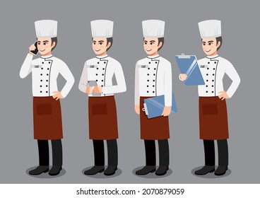 Professional Man Chef working character vector design, with different poses vector illustration cartoon character