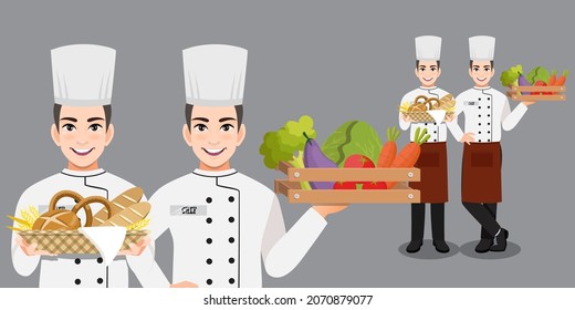 Professional Man Chef working character vector design, with different poses vector illustration cartoon character