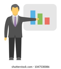 
A professional man presenting business analysis 
