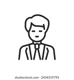 Professional Man in Suit Icon, Official Government Representative Symbol, Simple Vector Sign Design for Business and Authority.