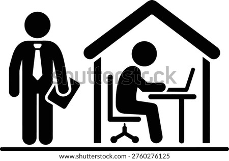 Professional man working remotely while another works from home office