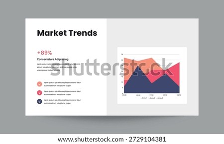 Professional Market Trends presentation slide template designed to showcase industry trends market movements and growth patterns. Ideal for startup pitch decks investor presentations business strategy and market analysis slides. Clean modern layout fully editable and easy to customize for corporate and startup use.