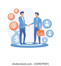 Professional marketers service, affiliate marketing, worldwide networking, flat vector modern illustration
