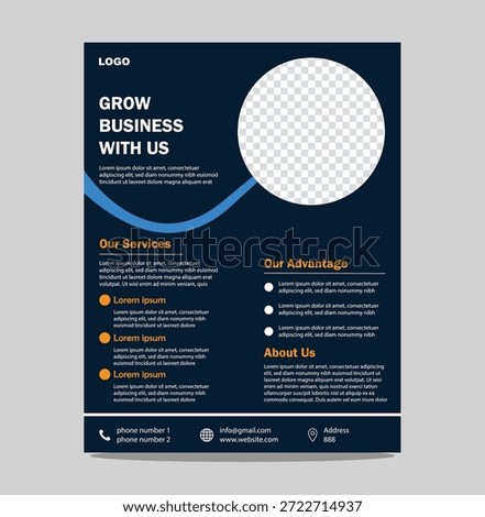 Professional Marketing Flyer Layout for Clear Message Delivery. A professional marketing flyer layout created to deliver messages with clarity and visual consistency. The structured design includes distinct areas for titles, supporting text, imagery, and call-to-action information. Balanced typography and clean spacing enhance readability across both print and digital formats. Ideal for promotional campaigns, updates, or informational distribution. The layout can be easily adapted to various themes while maintaining a refined and organized presentation. Suitable for posters, online promotions, and social media materials where clear communication is essential.

Corporate flyer template for business advertisement with placeholder text and contact information