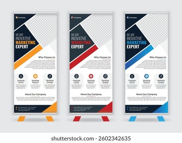 Professional Marketing Roll-Up Banner Template with Three Color Combination