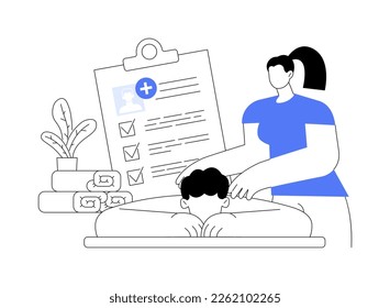 Professional massage therapy abstract concept vector illustration. Professional sport therapy, massage injury treatment, wellness services, spa relaxation, alternative medicine abstract metaphor.