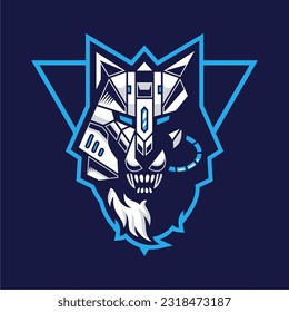 Professional Mecha Evil Wolf Cyberpunk Esports Logo Template for Game or Sport Team Illustration