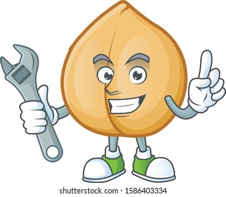 Professional Mechanic chickpeas mascot cartoon character style